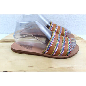 Ancient Greek Flats Women 37 Size 7 Brown Leather Sandal Slip On Shoe Classic